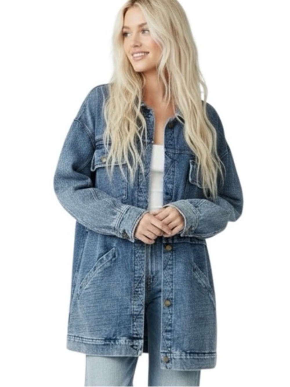 Free People Smith Oversized Indigo Jacket